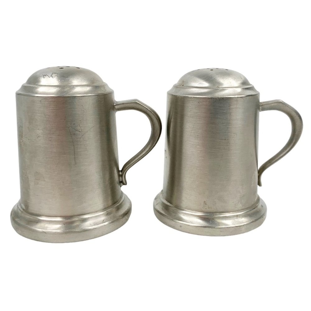 Vintage Web Pewter Salt and Pepper Shaker Set 1121 Tankard Farmhouse Country
